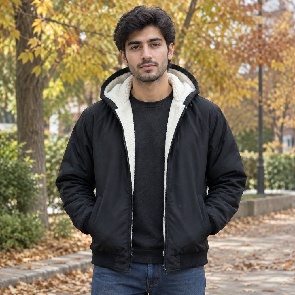 سوییشرت مردانه مشکی داخل تمام خز مدل adidas-مشکی